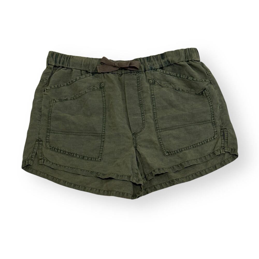 Pilcro Olive Green High-Waist Cotton Drawstring Shorts